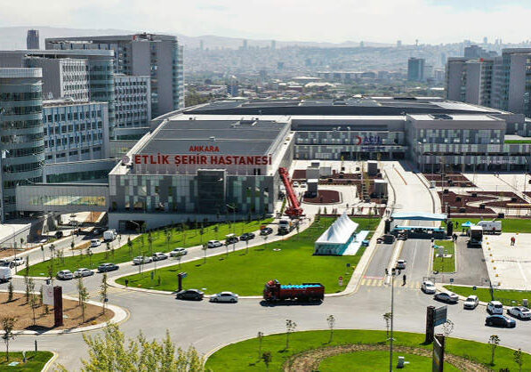 Drone shot with a view of Ankara Etlik City Hospital