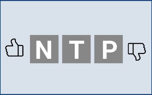 Text image listing the advantages and disadvantages of NTP