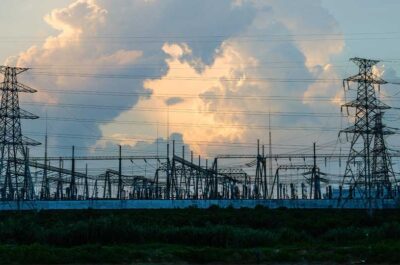 Power Substation with cloudy sky