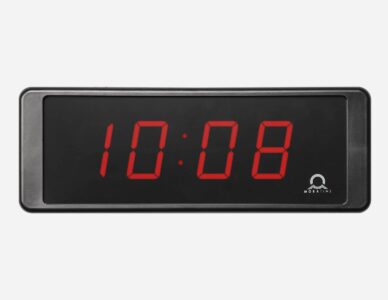 Mobatime ECO-DC SERIES, front view, indoor digital clock, black housing