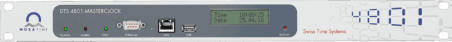 Mobatime DTS 4801.masterclock, vista frontal, visualización Hora Fecha, PTP NTP SyncE DCF