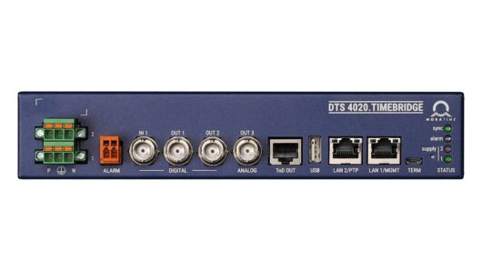 DTS 4020 PTP Slave NTP PTP IRIG ToD blue case time server front view