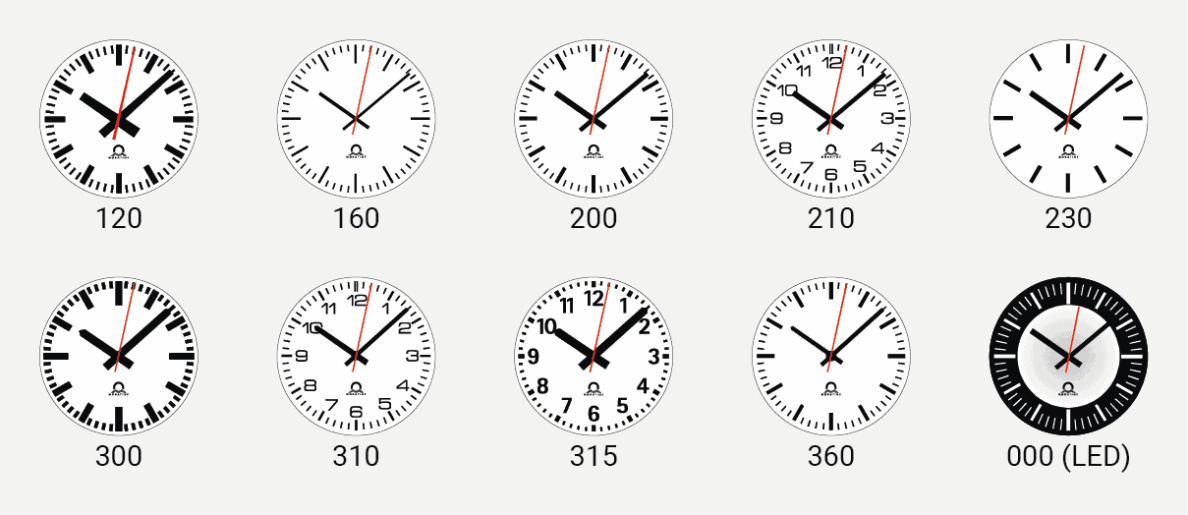 Display of the different dials of the FLEX series