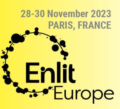 Logo Enlit sur fond jaune avec la date de l'exposition