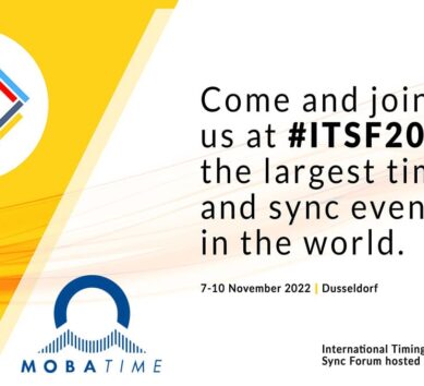 Banner displaying MOBATIME's sponsorship at the International Timing & Sync Forum (ITSF)